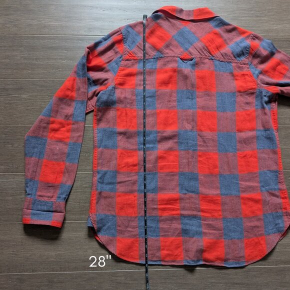 Like New, J. Crew Boy Shirt in Fiery Sunset Buffalo Plaid, 99% Cotton, Size 12 - Picture 8 of 11